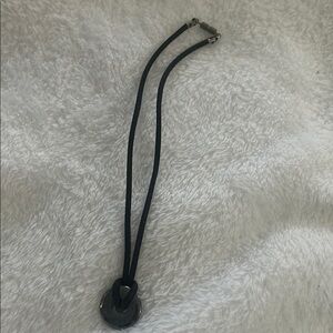 Black Cord Necklace with Silver Pendant